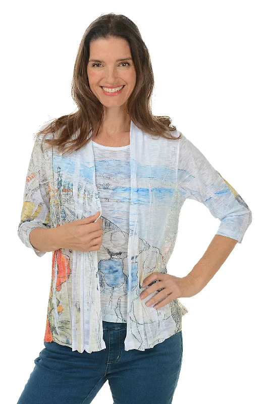 Women's Casual Apparel Nice Beach Mesh Panel Cardigan Set