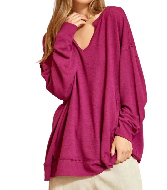 Charming Women's Garments Worth The Wait Pullover In Magenta