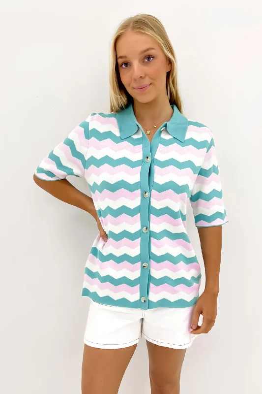 Trendy Women's Apparel Pax Knit Top Pastel Zig Zag