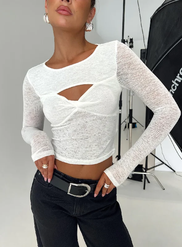 Women's Trendy Outfit Sandrine Twist Long Sleeve Top White