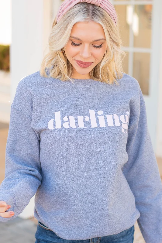 Women's Seasonal Attire Hello Darling Graphite Gray Graphic Sweatshirt