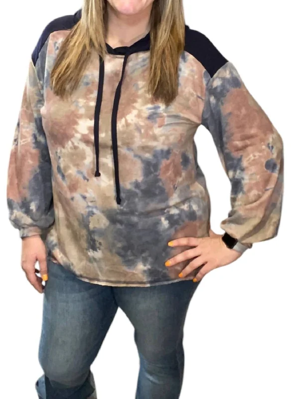 Best Clearance Sales Right Now Tie Dye Hoodie In Mocha/blue