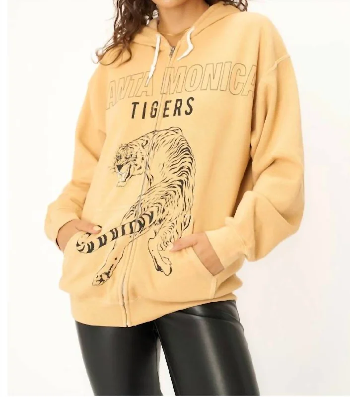 Workwear Fashion for Women Santa Monica Tigers Zip Hoodie In Dw Honey Mustard