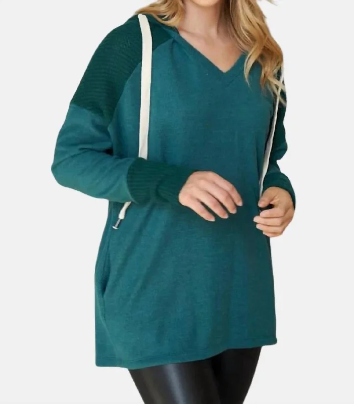 Sale On Sale Two Tone Fuzzy Hoodie In Green