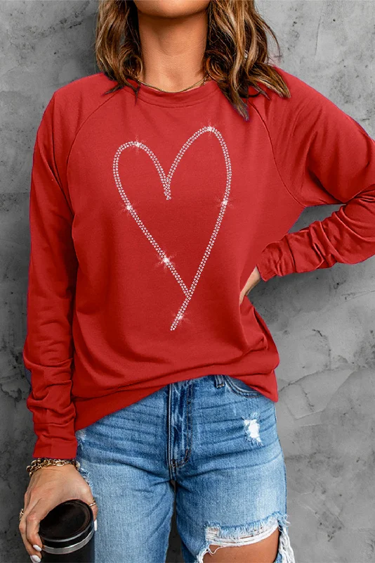 Women's Stylish Casual Garments Heart Shaped Long Sleeve Sweatshirt