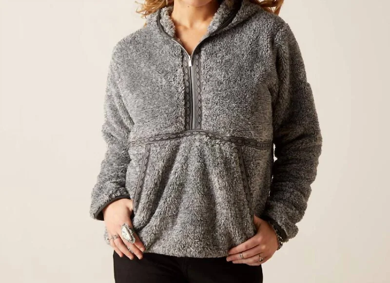 High Street Women's Fashion for Trendy Shoppers Lurex Berber Hoodie In Salt & Pepper