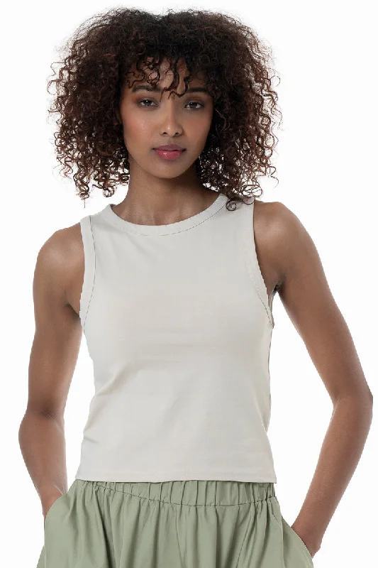 Women's Fashion-Forward Apparel Short Knit Tank _ 152286 _ Stone