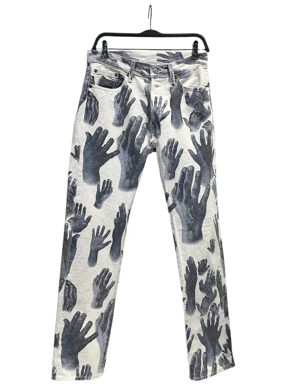 Seasonal Women's Fashion Trends DENIM TEARS/Straight Pants/30/All Over Print/Cotton/WHT/Button Fly/