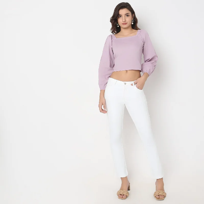 Modern Women's Apparel Regular Fit Solid Crop Top