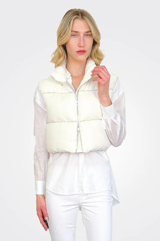 Clothes For Woman Cropped Puffer Vest - Off White