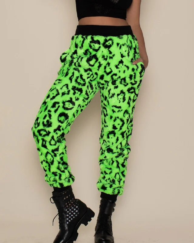 Chic Women's Outfit Ideas Women's Lounge Pants | Neon Green Leopard