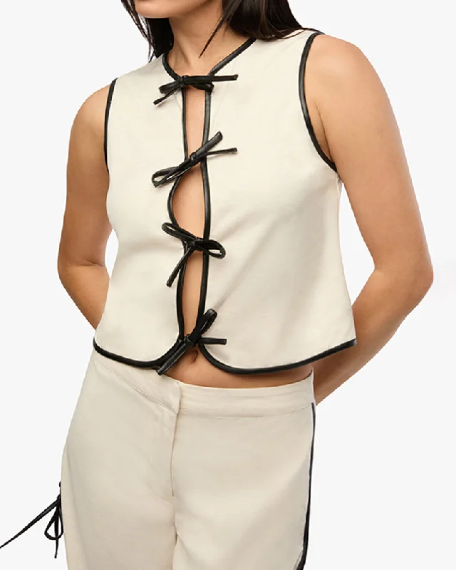 Women's Travel Outfit Set Tie Front Vest