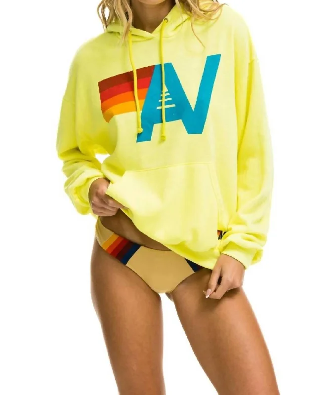 Women's Garments Logo Pullover Relaxed Hoodie In Neon Yellow