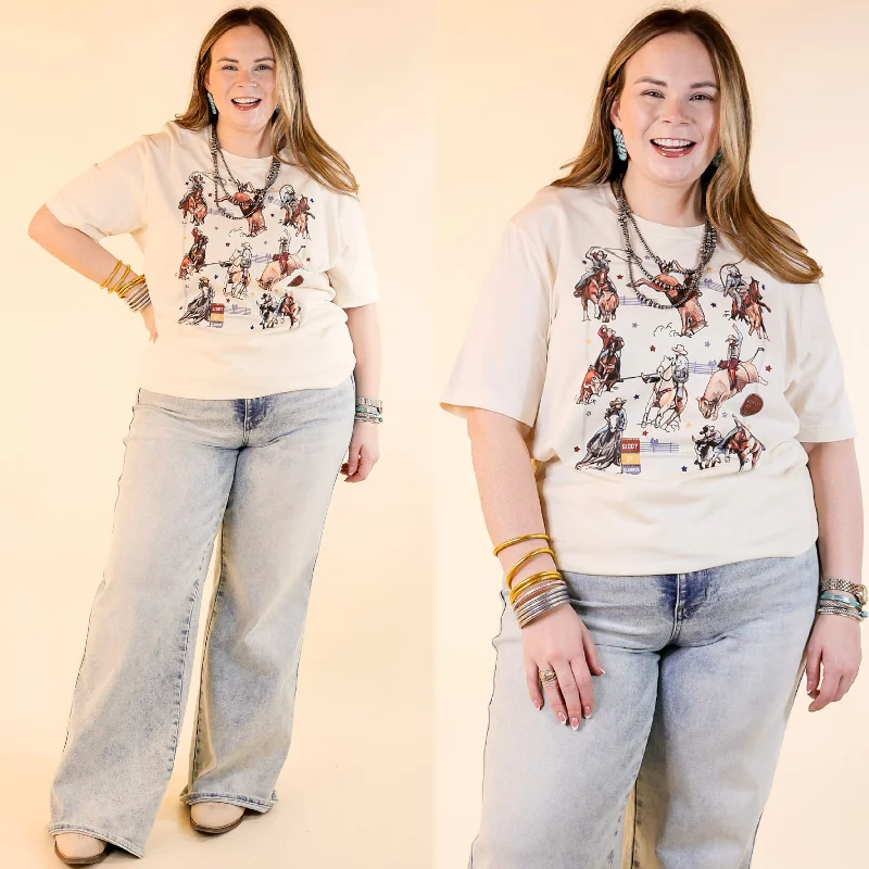 Street Style Fashion XOXO Art & Co | Rodeo Events Short Sleeve Graphic Tee in Natural Cream