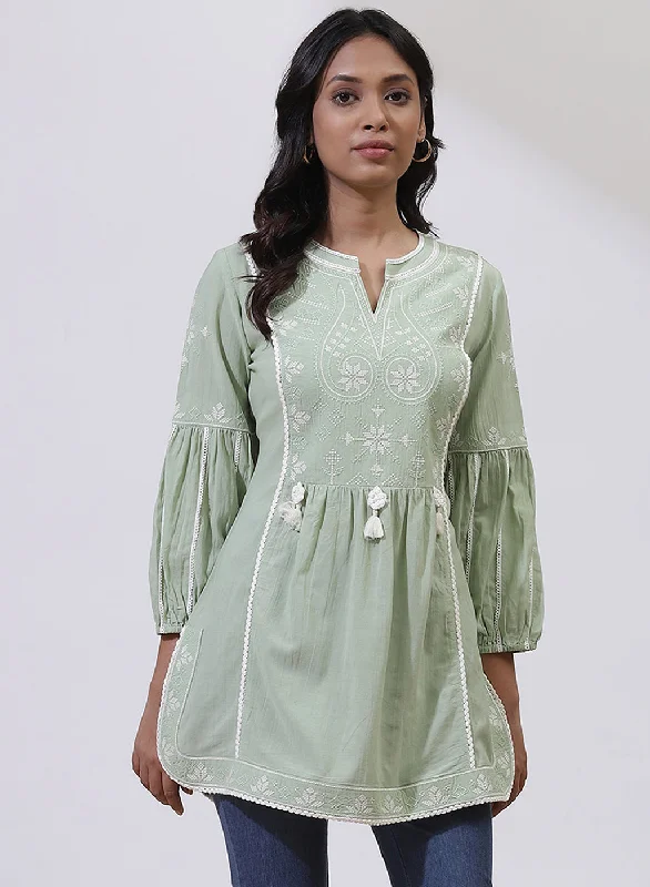 Women's Casual Wear Outfit Green Alora Collection Embroidered Tunic