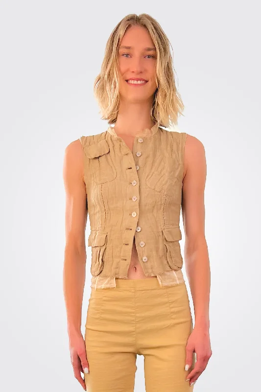 Women's Functional Outfit For Outdoor Activities Gilet Laced Back Vest - Cork