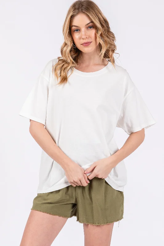 Stylish Women's Garments White Short Sleeve Top