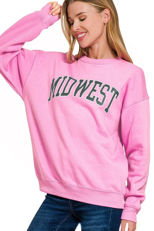 Relaxed Style Midwest Bright Mauve Fleece Sweatshirt