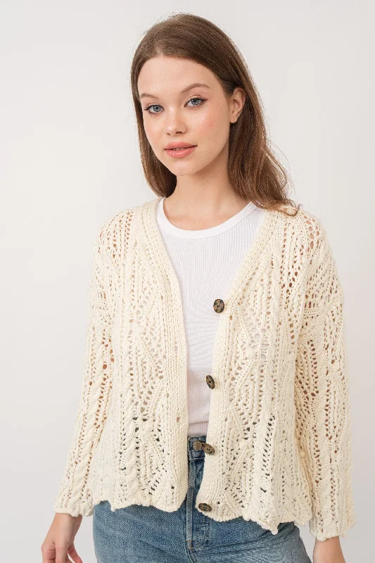 Clothing For Women Cream Knit Cardigan