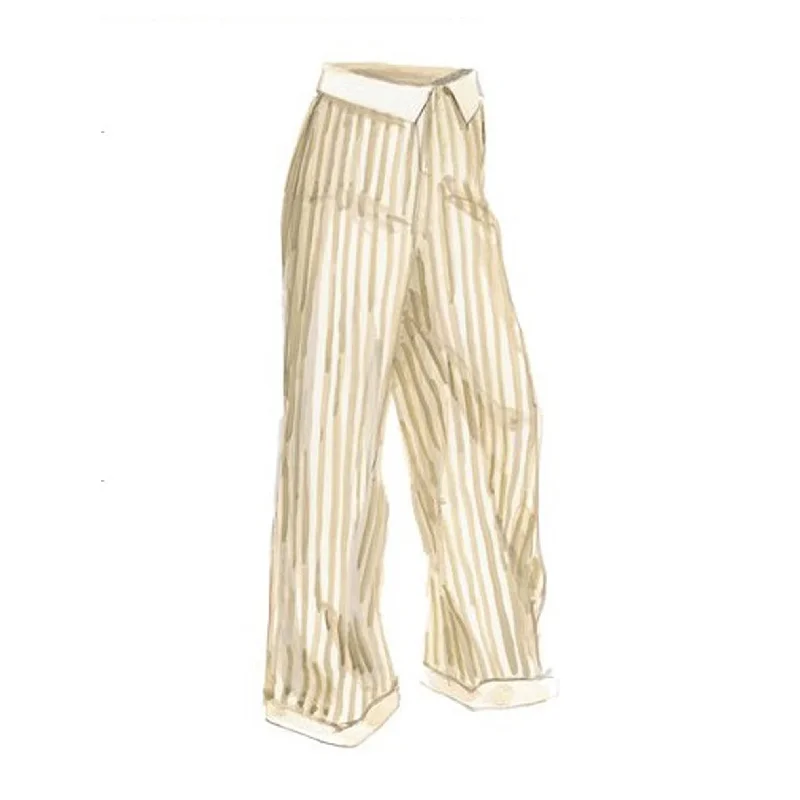 Fashion-forward Women's Wear Point Collar Striped Pants