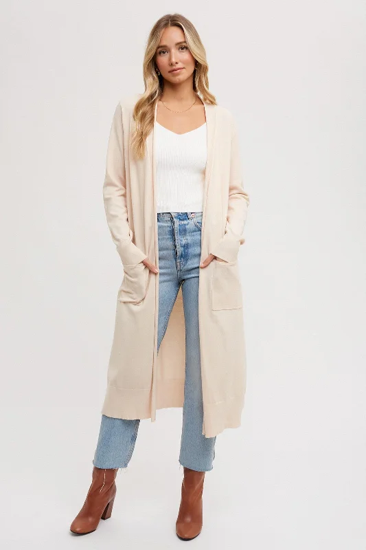 Chic And Comfortable Cream Long Cardigan