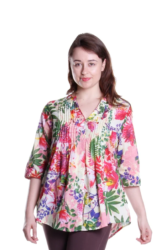 High-Quality Women's Fashion Dresses Tropical Garden Release Print Tunic