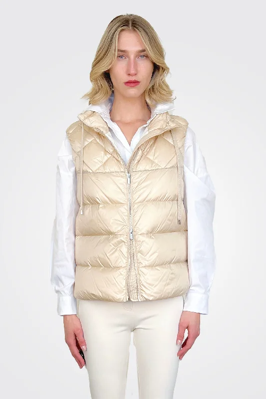 Clothes Of Woman Nylon Quilted Vest - Gold