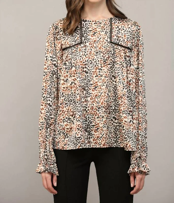 Chic & Cozy Apparel Multi Color Animal Print Top In Ivory