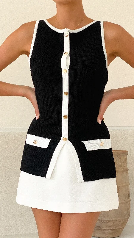 Women's Tailored Outfit Antoinette Button Up Vest - Black/White