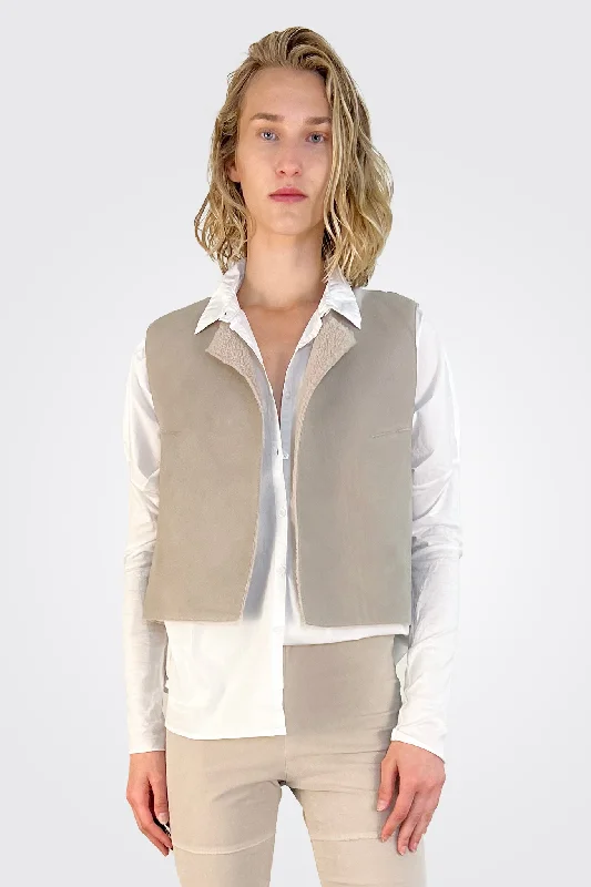 Vintage Women's Fashion Shearling Vest - Natural