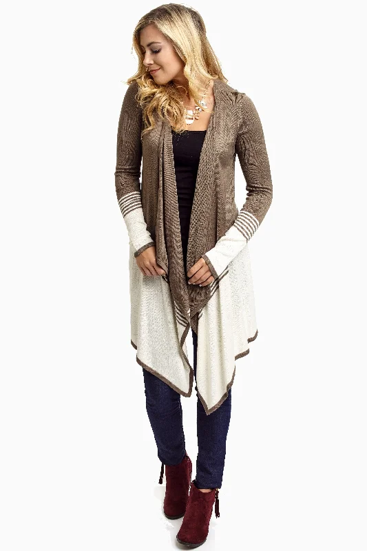 Must-Have Styles Olive Striped Colorblock Flowy Front Cardigan