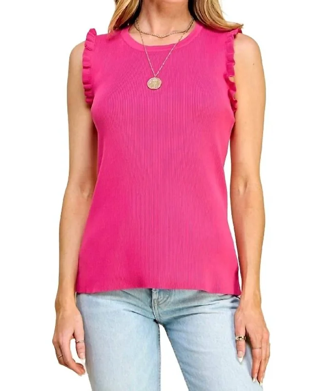 Clearance Sale Online Sleeveless Ribbed Top In Fuchsia