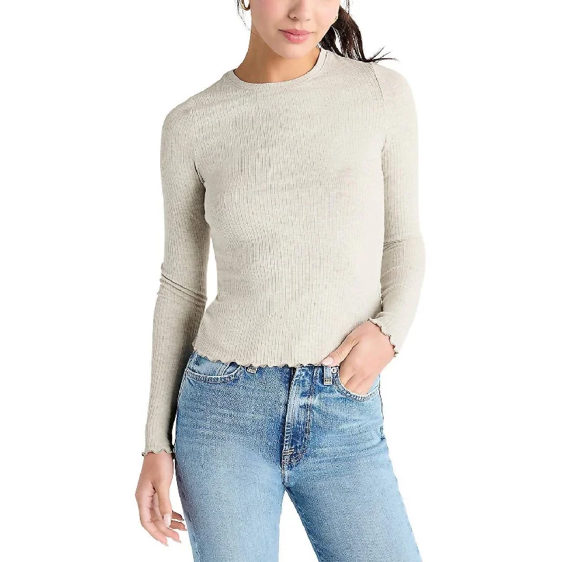 Women's Holiday Outfit Hailey Ribbed Knit Top In Heather Grey