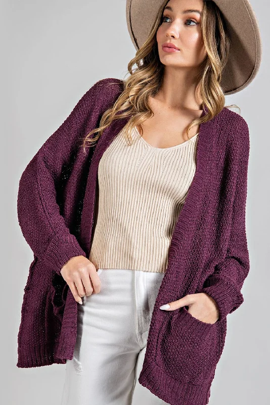 Bundle Offer Plum Cuff Sleeve Cardigan