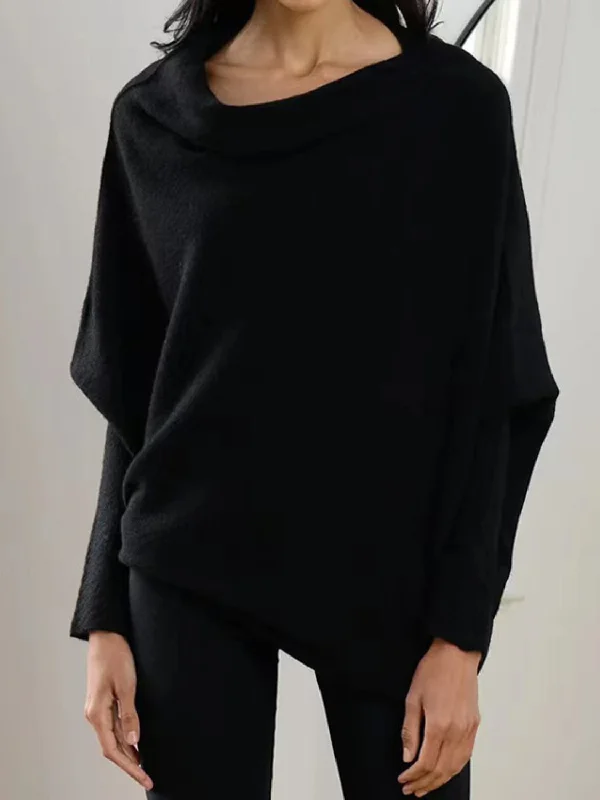 Women's Evening Wear Bateau Neck Batwing Sleeve Knit Top