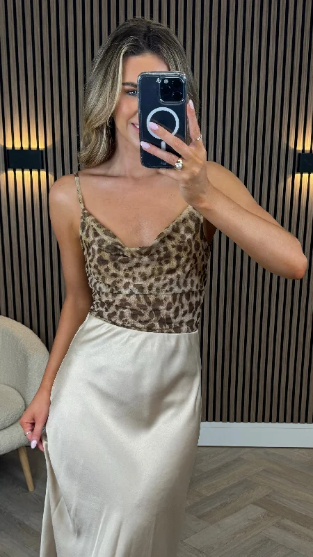 Must-Have Styles Leonora Beige & Brown Leopard Print Cami Strap Top