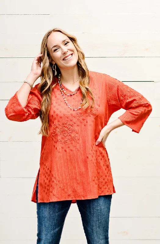 Women's Layered Outfit 3/4 Sleeve V-neck Tunic