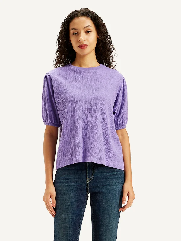 Boutique Dress Online Women's Textured Lavender Crew Neck Top