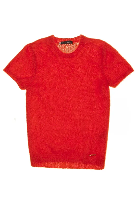 Bold Fashion Dsquared2 - As Seen on the 2012 Fall Runway Collection, Look 8 - New Red Short Sleeve Mohair Top - L