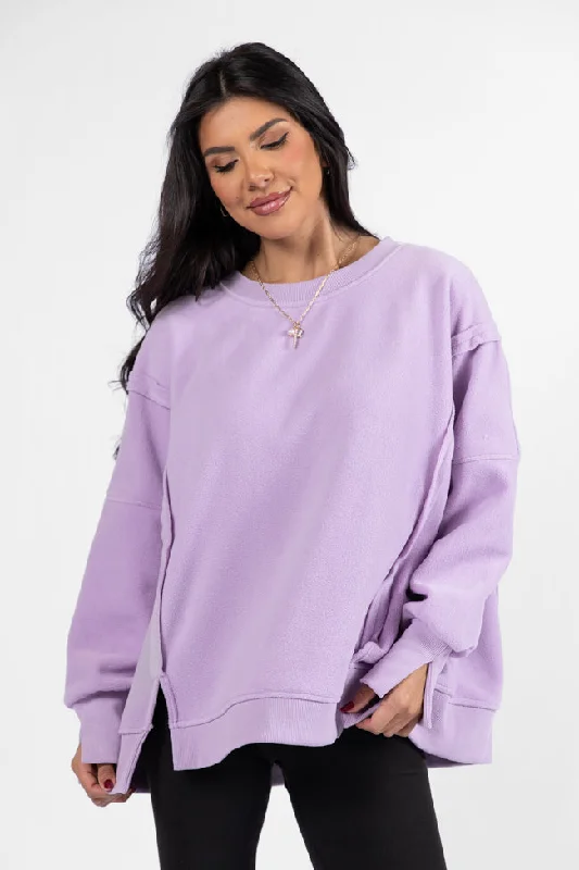 Sophisticated Style Scouted Out Purple Oversized Fleece Sweatshirt