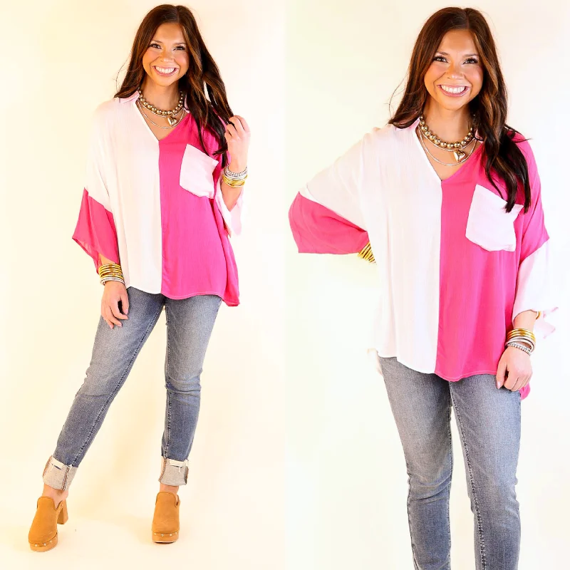 Limited Time Offer Groovy Tunes Color Block Short Sleeve Top in Pink Mix