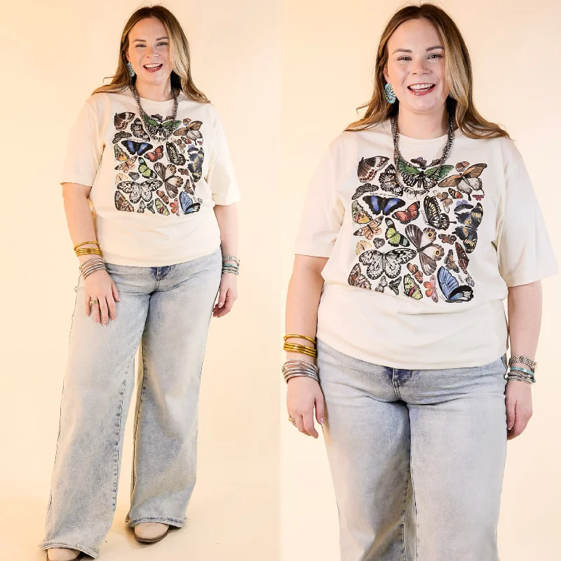 Preppy Style XOXO Art & Co | Butterflies Short Sleeve Graphic Tee in Natural Cream