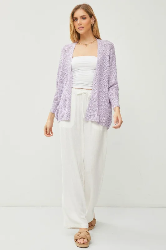 Modern Casual Clothing Lavender Knit Dolman Sleeve Cardigan