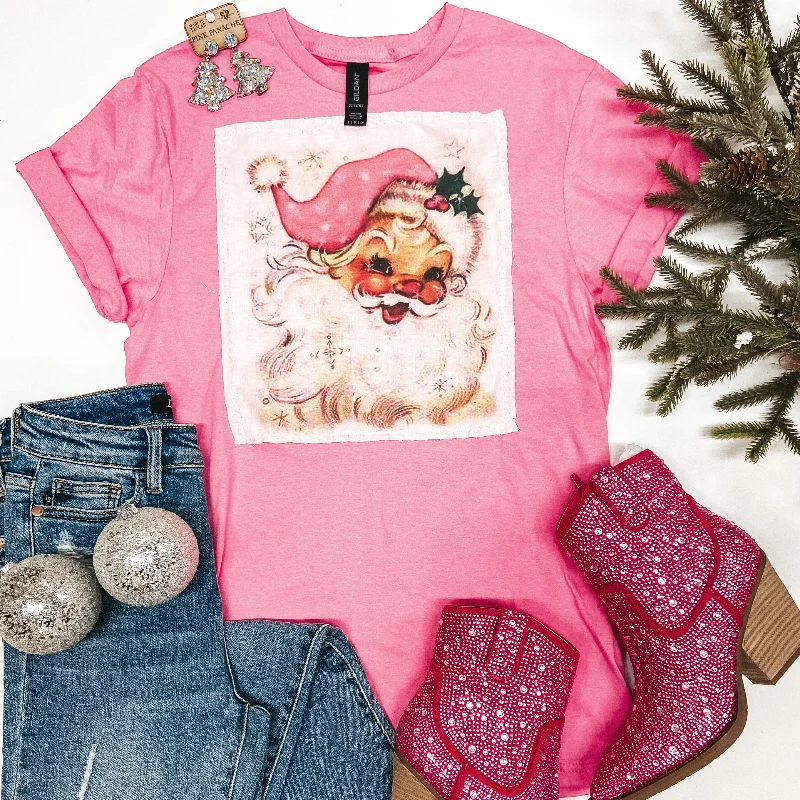 Clearance Sale Santa Baby Short Sleeve Patch Graphic Tee in Pink