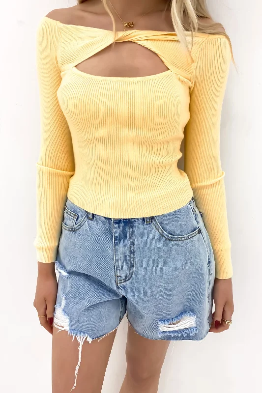 Fashionable Women's Wardrobe Daria Knit Top Yellow