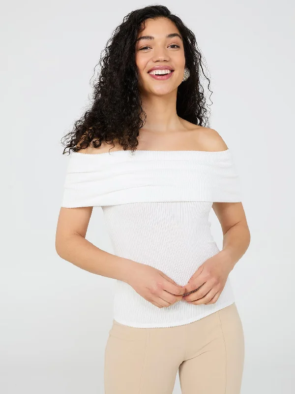 Clothes For Sale Ribbed Off-The-Shoulder Top