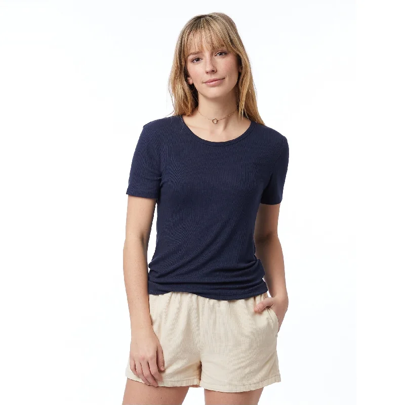 Must-Have Styles Mia Slinky Rib Crew T-Shirt (Navy)