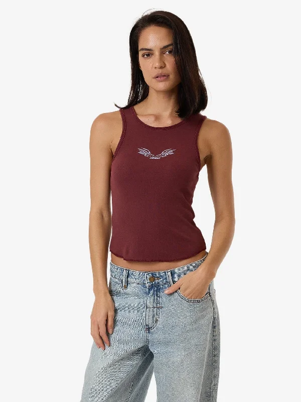 Women's Stylish Professional Garments Speed Of Fury Curve Tank - Dark Cherry