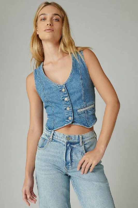 Women's Date Night Outfit Legend Indigo Denim Vest - Kiss the Sky