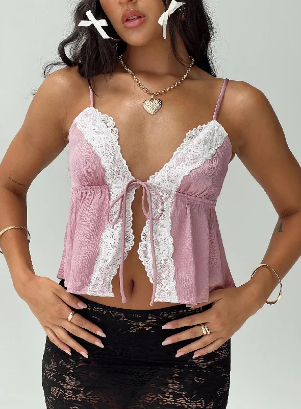 Online Impressions Boutique Arizone Lace Cami Pink